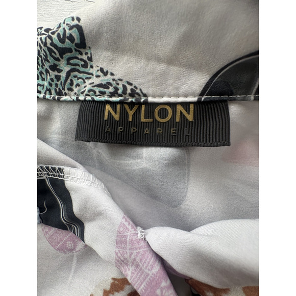 Nylon Apparel Button Down Cowboy Hat Print Blouse 1XL - Picture 2 of 5